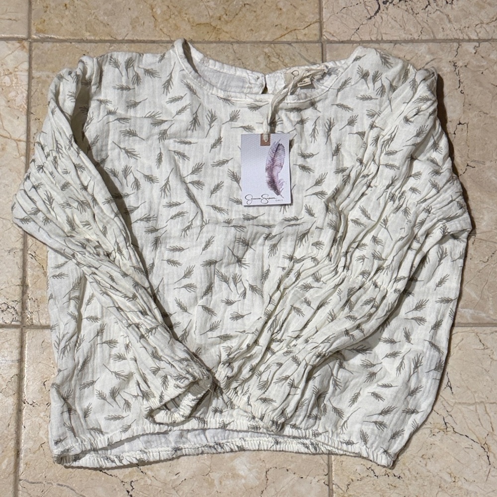 Jessica Cream Leaf Print Blouse